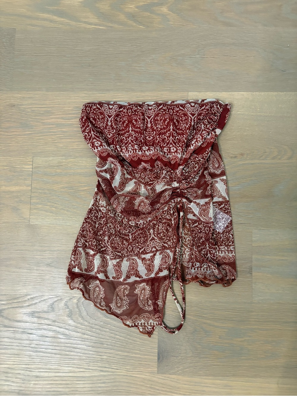 Urban Outfitters Red Paisley Strapless Crop Top